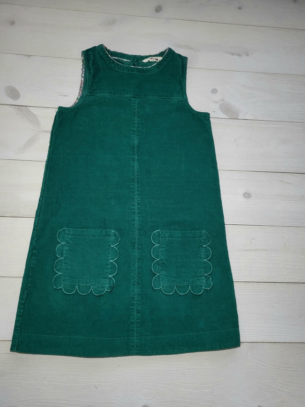 Mini Boden Dress Cotton Corduroy Scallop Pockets Girl's Size 10/11.